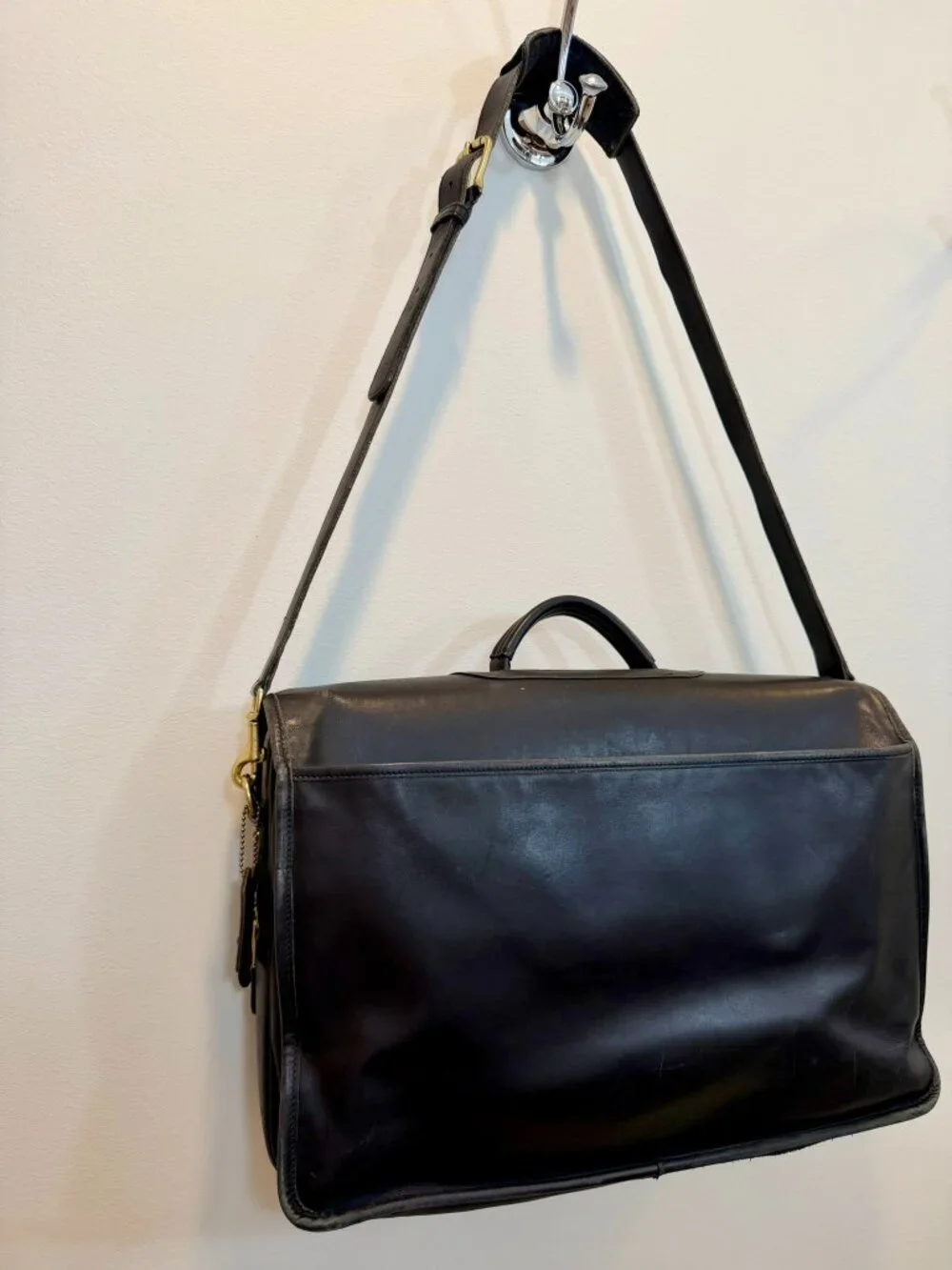 Vintage Coach FOS‑0532 Leather Attache Briefcase Black | Unisex | Shoulder Strap